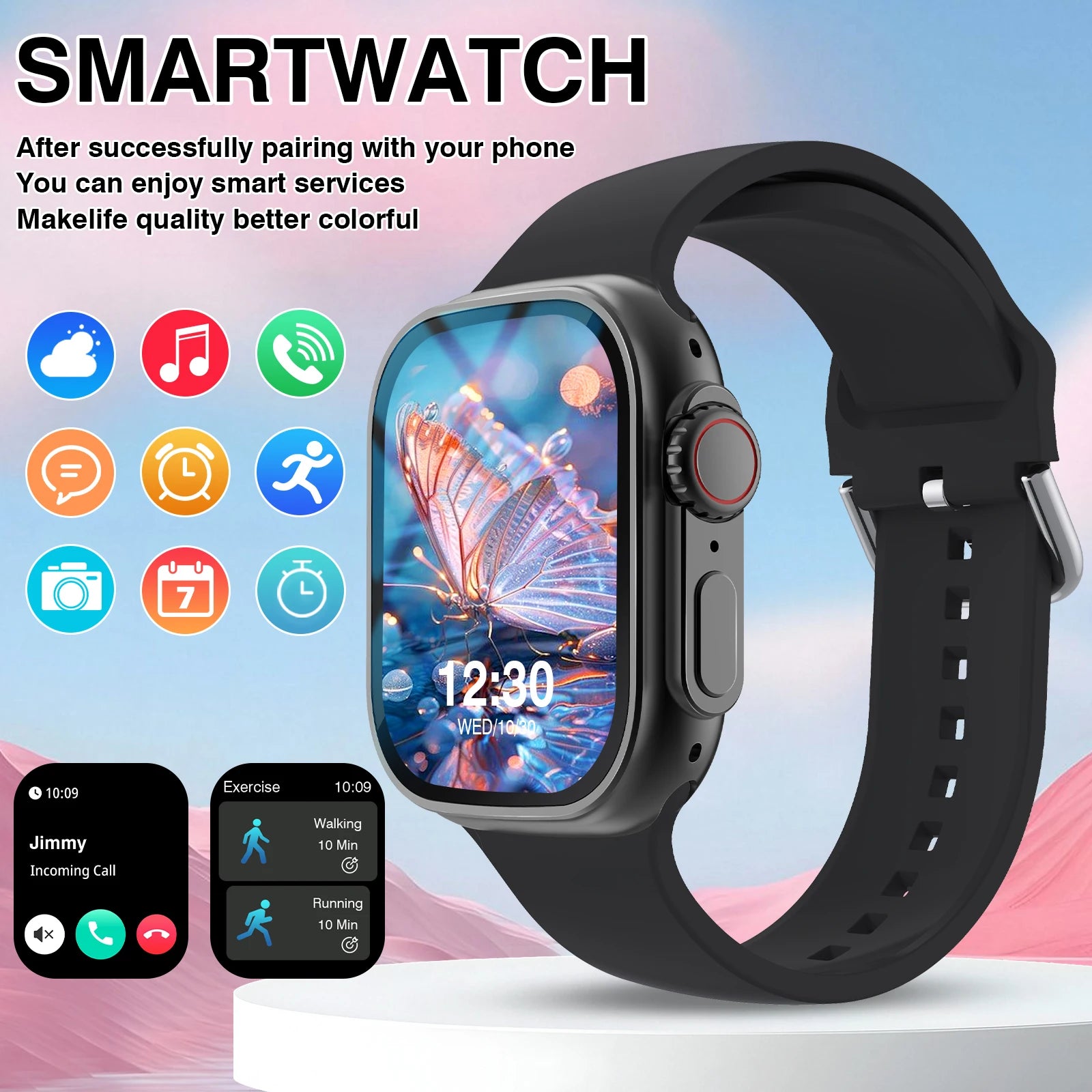 CHRONOS Smart Watch – Bluetooth Call, Music & USB Charging