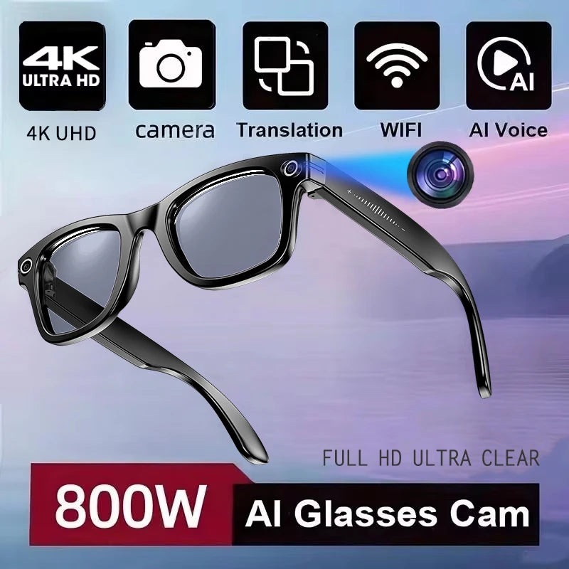 IRIS AI Smart Glasses – 800W Camera, Color-Changing, Translation & Waterproof