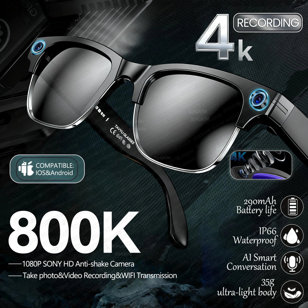 PROMETHEUS AI Smart Glasses – 4K Dual-Camera, WiFi, AI Chat & Translation