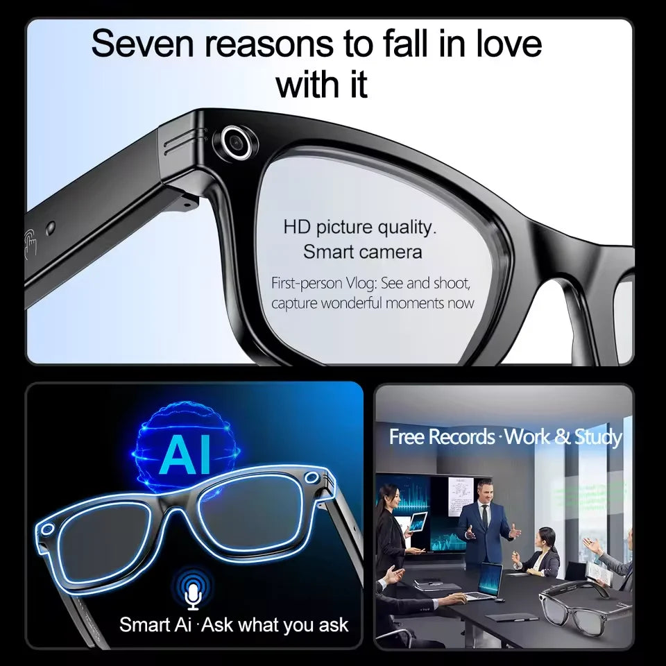 IRIS AI Smart Glasses – 800W Camera, Color-Changing, Translation & Waterproof