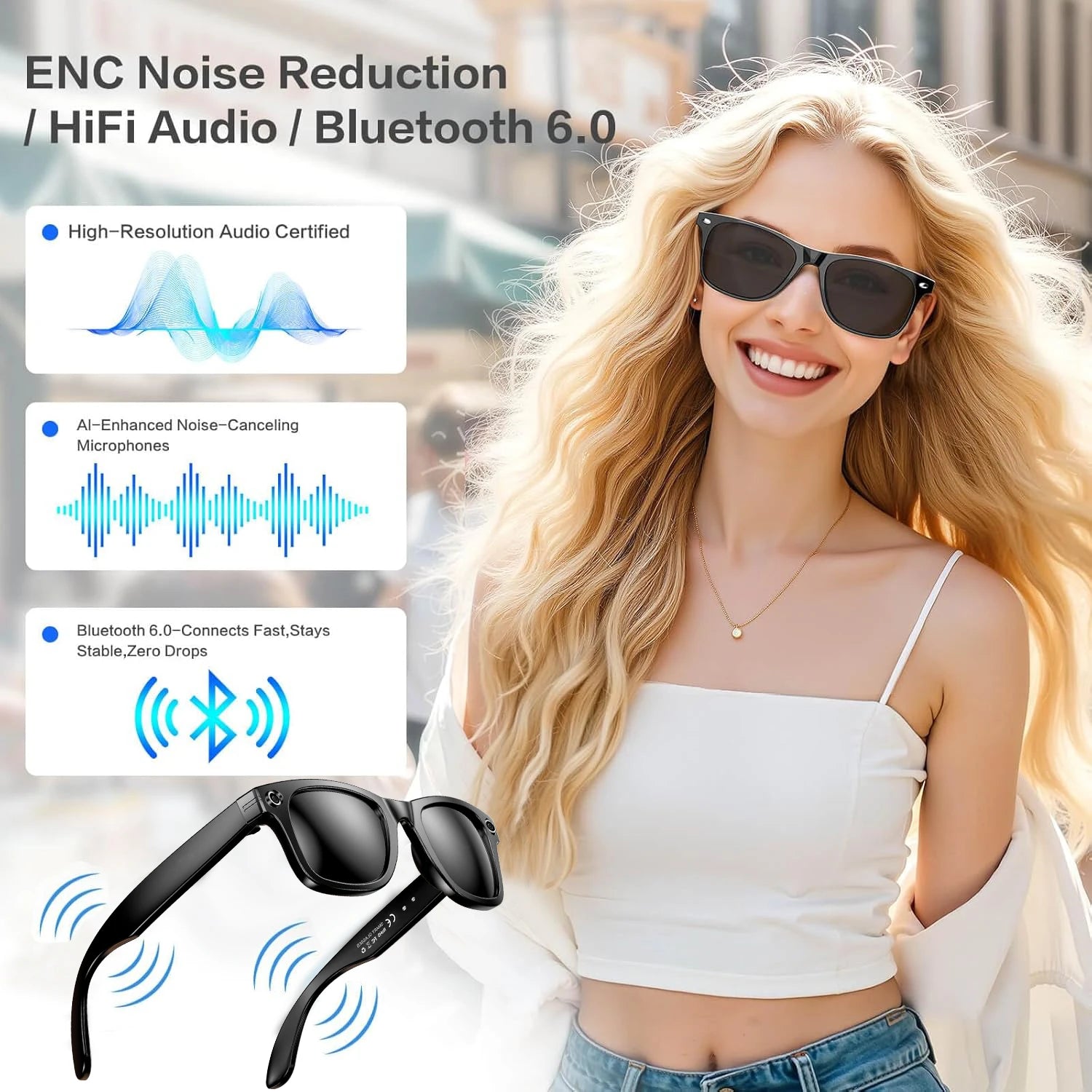 IRIS AI Smart Glasses – 800W Camera, Color-Changing, Translation & Waterproof