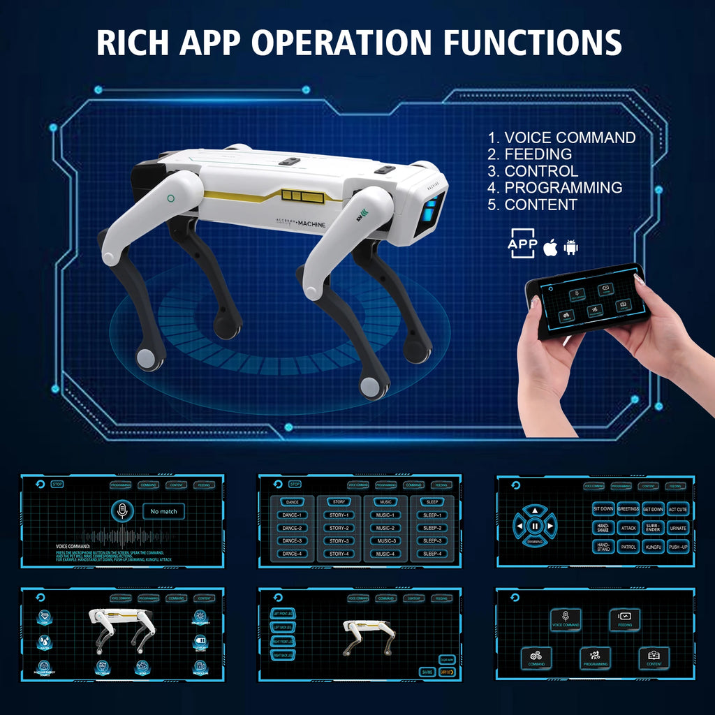 HEPHAESTUS AI Robot Dog – Voice Control, APP Programming & Dancing