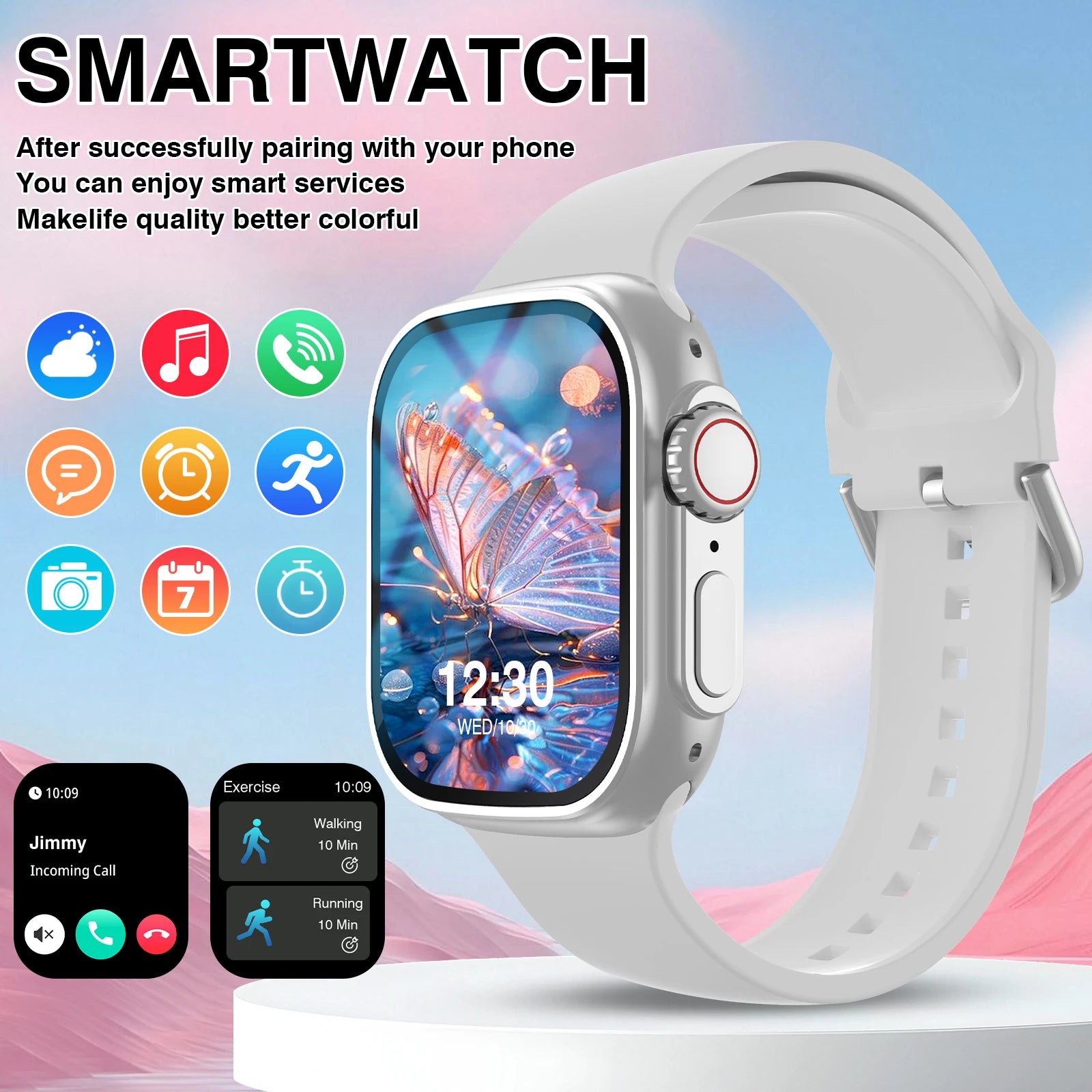 CHRONOS Smart Watch – Bluetooth Call, Music & USB Charging
