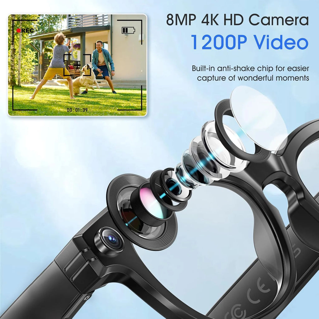 IRIS AI Smart Glasses – 800W Camera, Color-Changing, Translation & Waterproof