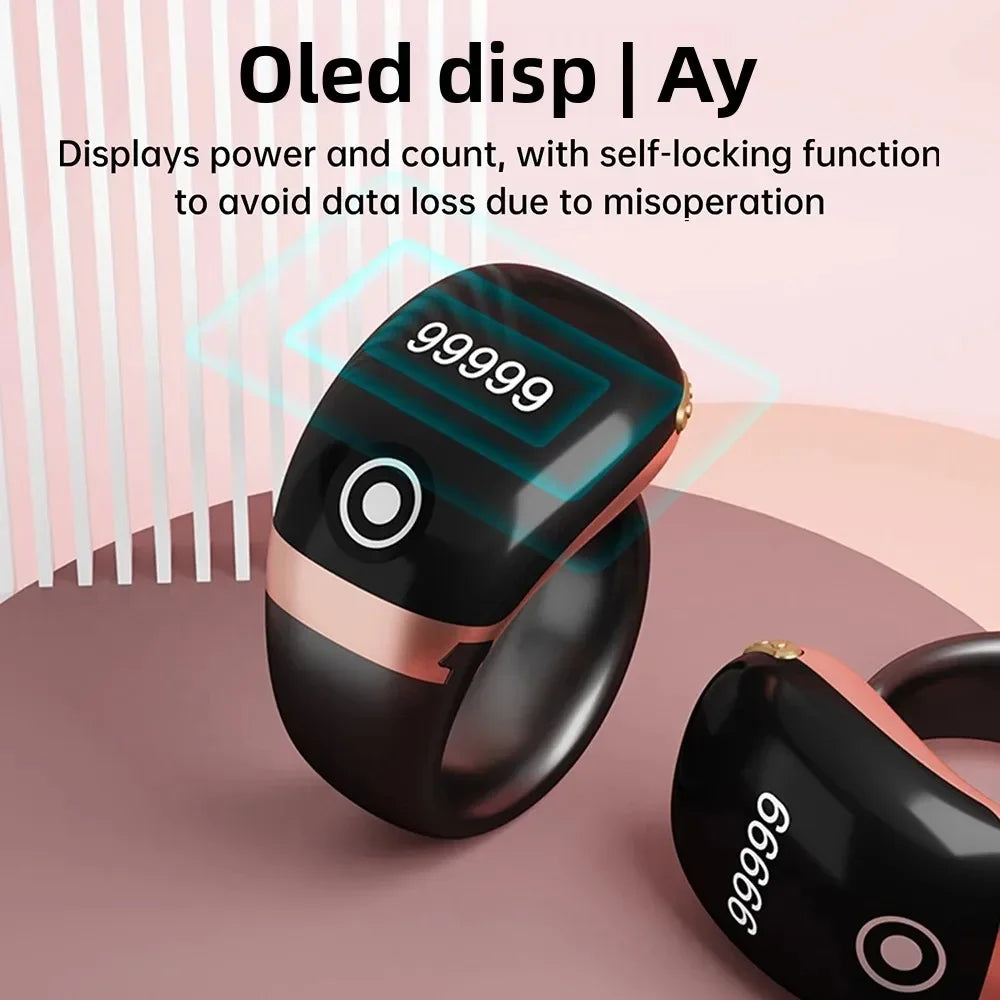 JANUS Smart Counter Ring – OLED Display, APP Counting & Silent Touch