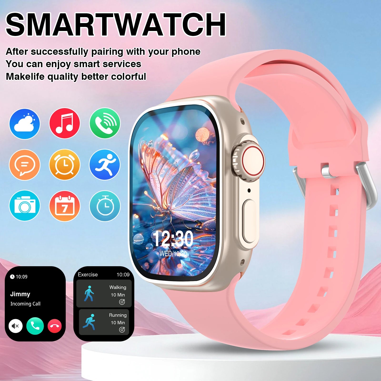 CHRONOS Smart Watch – Bluetooth Call, Music & USB Charging