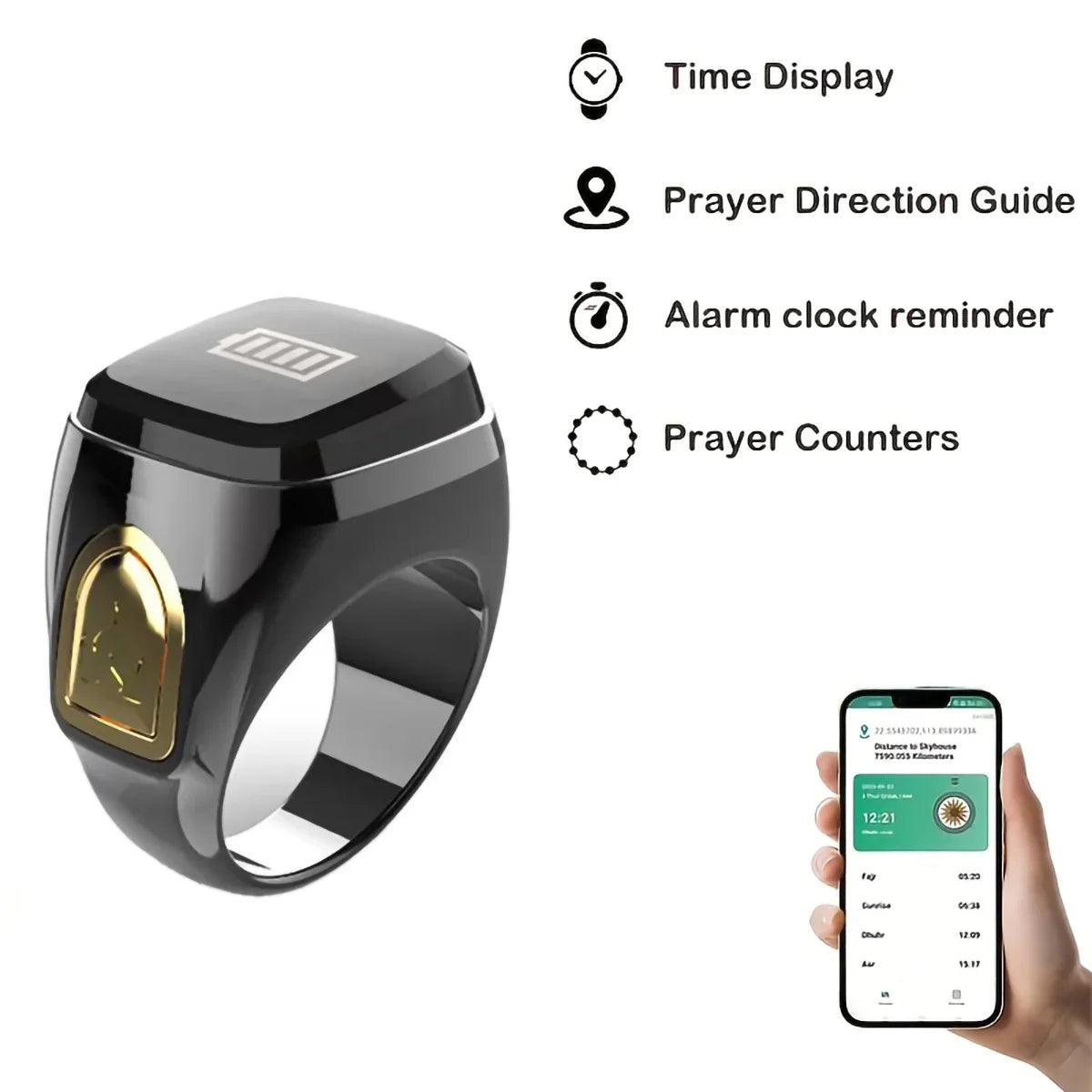 SELENE Smart Ring – Tasbeeh Counter, Prayer Time Reminder & Bluetooth