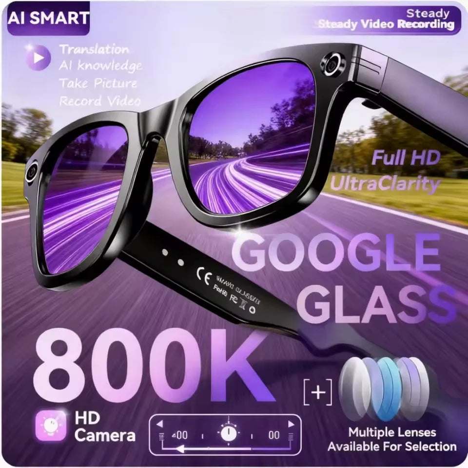 IRIS AI Smart Glasses – 800W Camera, Color-Changing, Translation & Waterproof