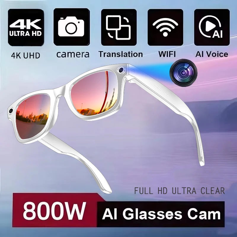 IRIS AI Smart Glasses – 800W Camera, Color-Changing, Translation & Waterproof