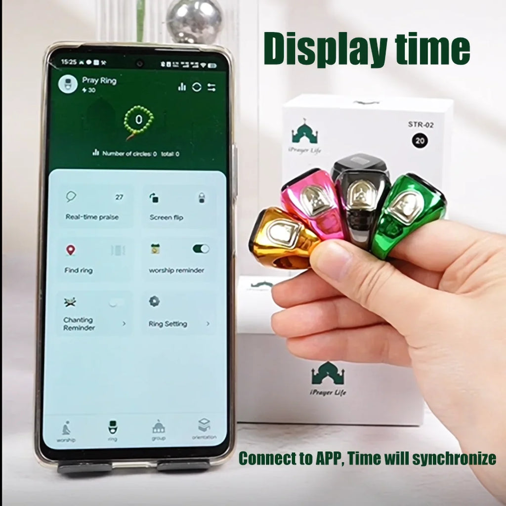 SELENE Smart Ring – Tasbeeh Counter, Prayer Time Reminder & Bluetooth