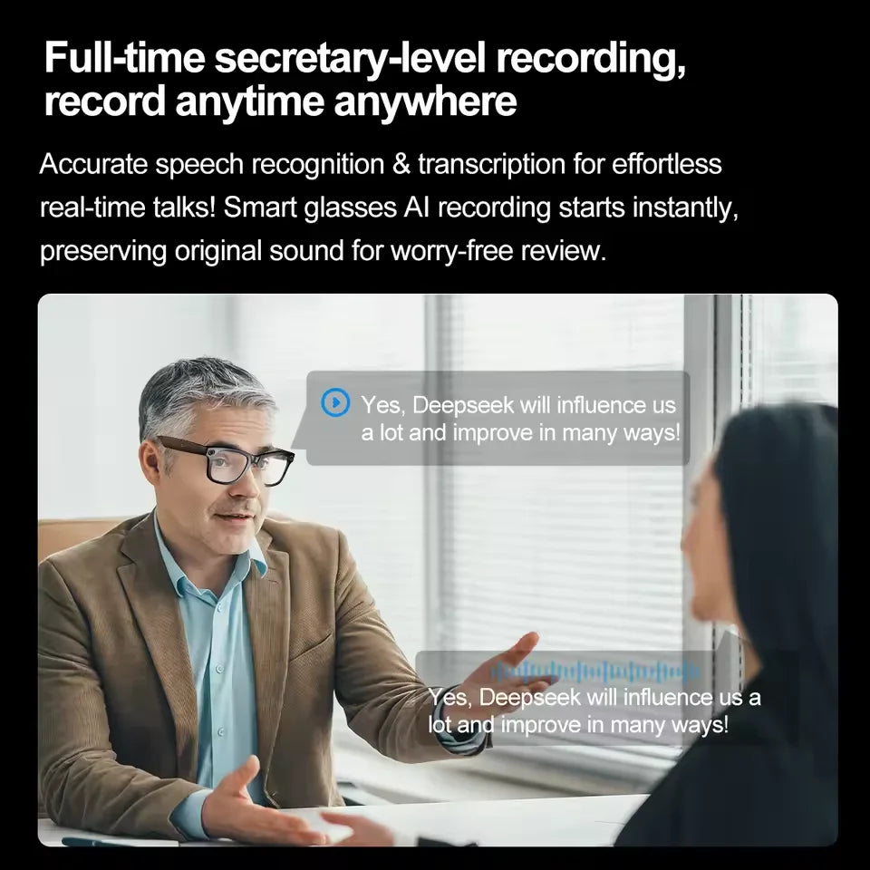 IRIS AI Smart Glasses – 800W Camera, Color-Changing, Translation & Waterproof